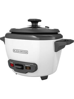 BLACK+DECKER 3-Cup Rice Cooker - RC503 - Steaming Basket - White